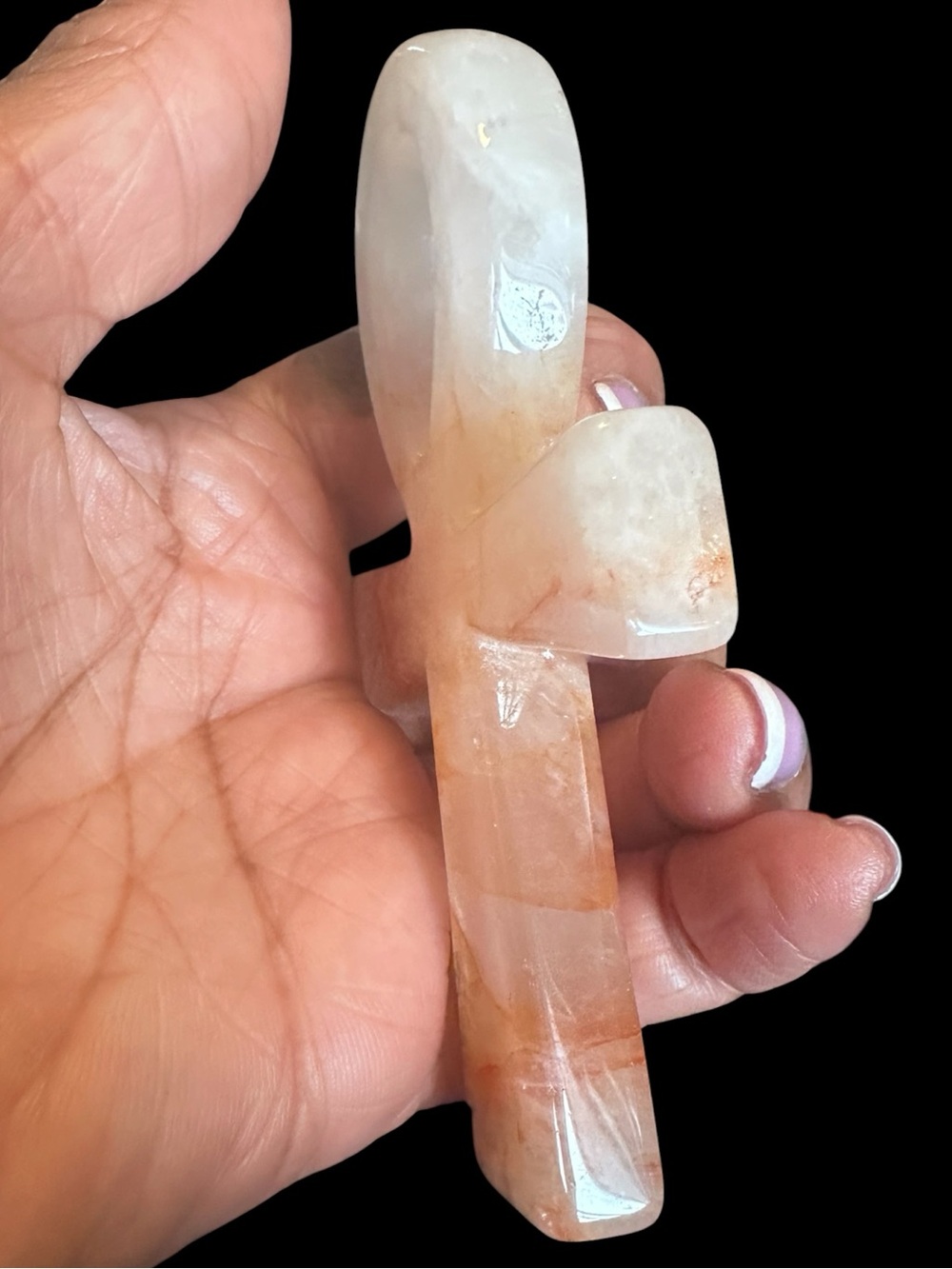 Fire Agate Quartz Crystal Ankh - Picture 2 of 6